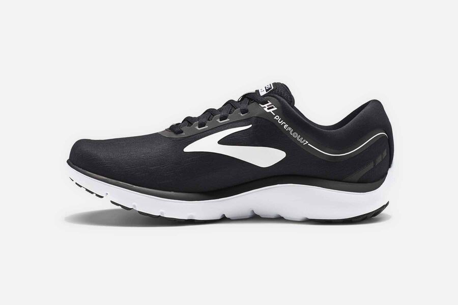 Brooks Pureflow 7 Road Running Shoes Womens Black/White 517029-YCQ